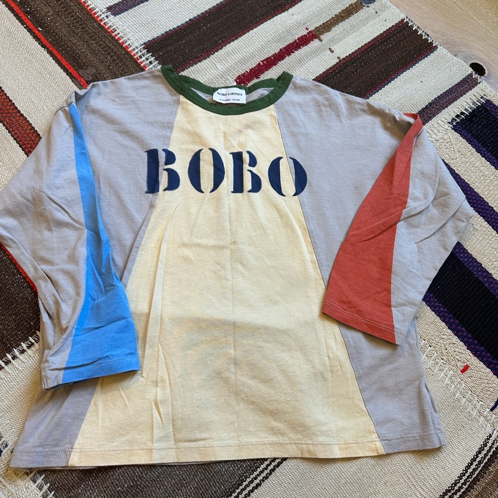 Bobo Choses Blue and Red Long Sleeve Tee